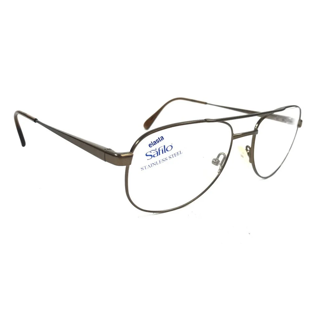 Safilo Eyeglasses Frames ELASTA 7115 7ZB Polished Brown Pilot Wire Rim 56-18-145